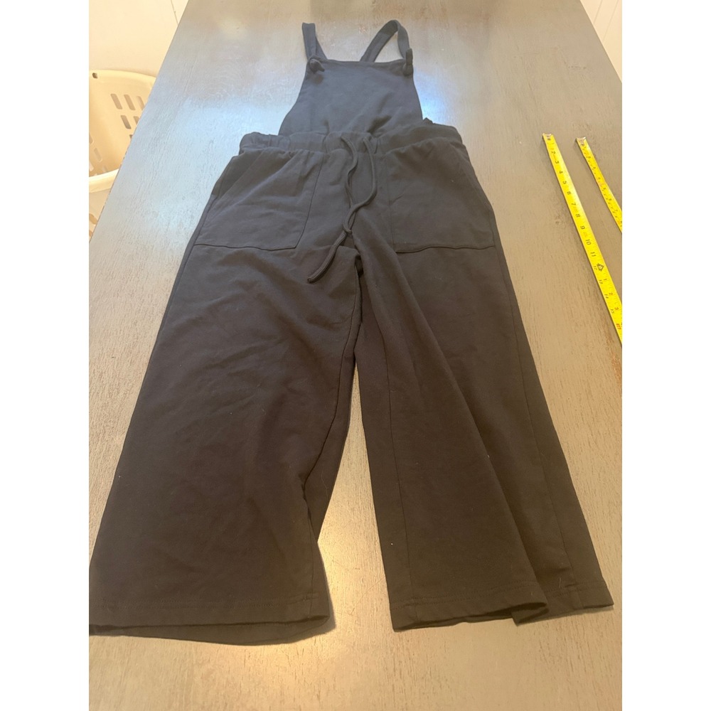 Dip Womens Black Wide Leg Bib Overalls Knit Jersey Jumpsuit Small